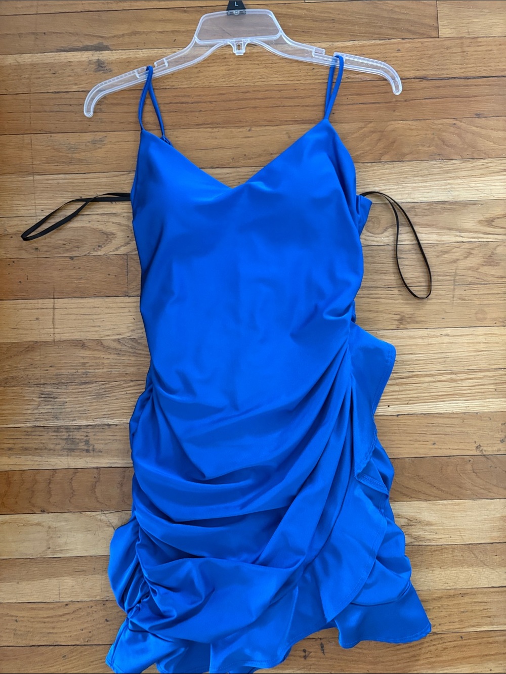 Macy's Royal Blue Ruched Spaghetti Strap Mini Dress